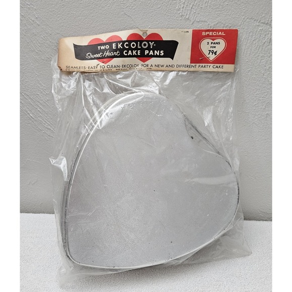 VINTAGE*NEW* Two Sweetheart Cake Pans Ekcoloy USA Heart Shaped EKCO Baking Tray‎ - Picture 6 of 12